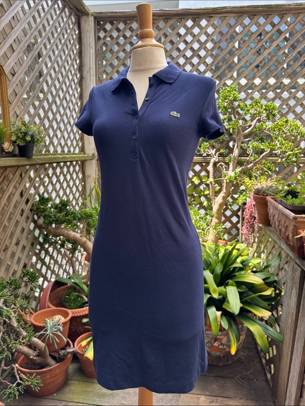 Lacoste Blue Polo Shirt Dress with Embroidered Croc logo. Size XS. EUC